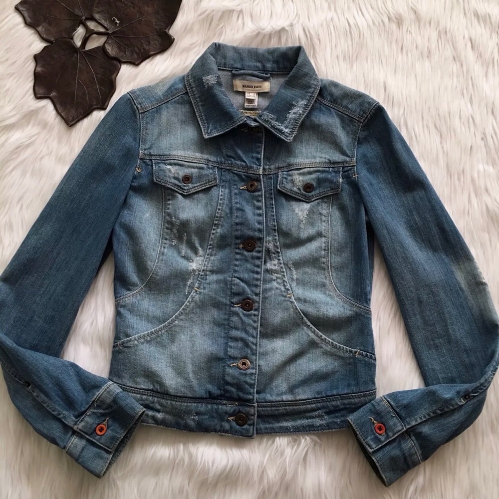 Womens MANGO JEANS trucker denim Jacket Size XS